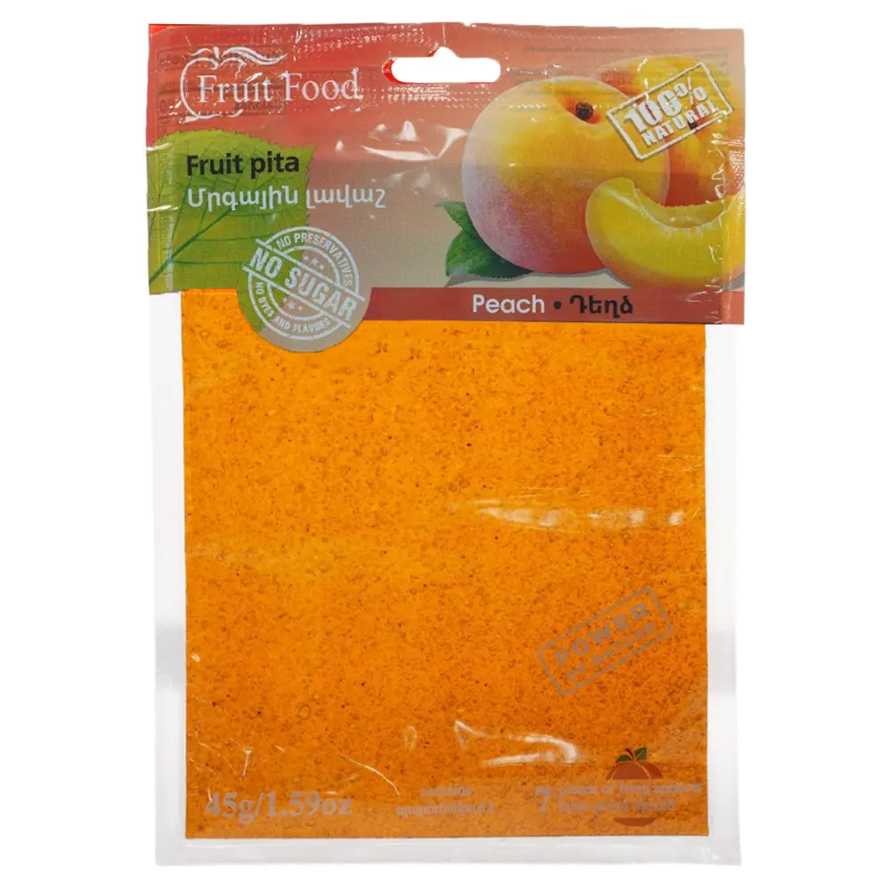Fruit Pita 45gr/1.59oz Lavash - Peach (12 pcs per Pack)