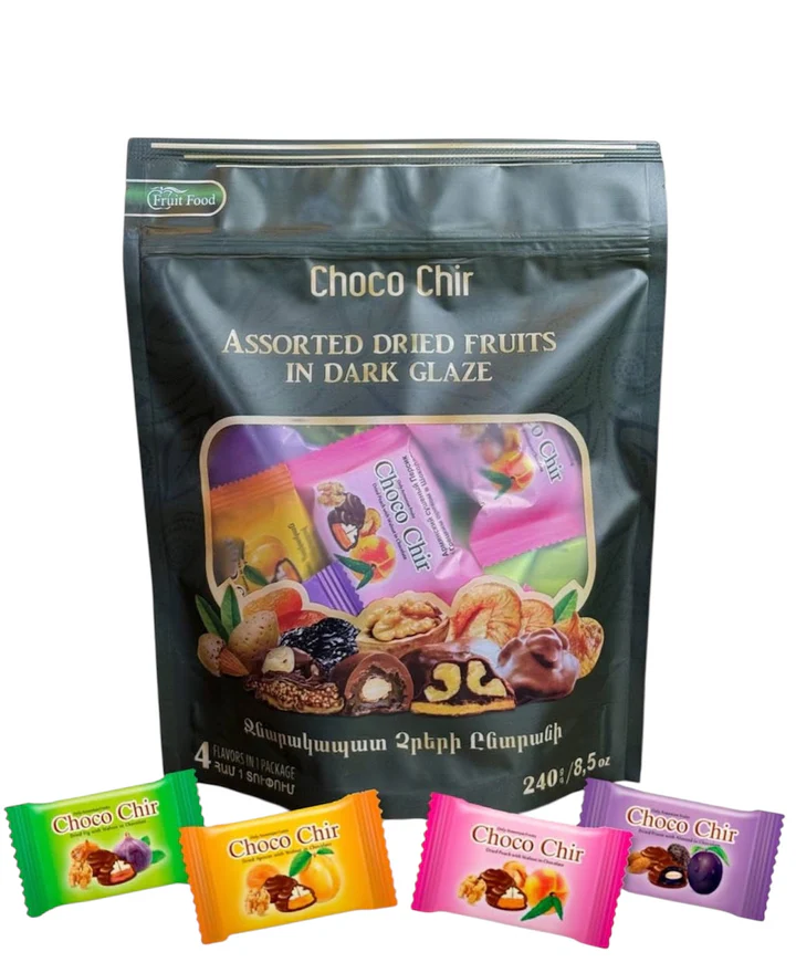 Choco Chir Assorted Dried Fruits in Dark Glaze 240g/8,5oz (14 pcs per Pack)