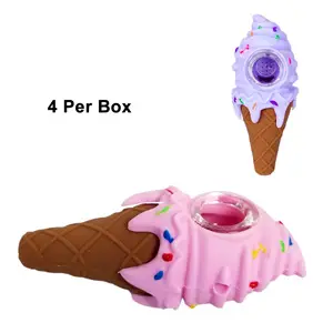 Unbranded Silicone Hand Pipe -Ice Cream 4.5" - Assorted Colors