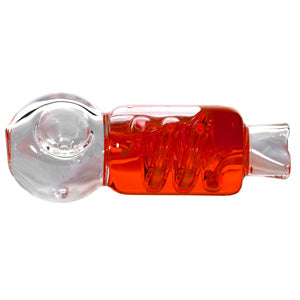 Unbranded Glass Hand Pipe Spiral  4.0"  Liquid Inside (4948)-Red