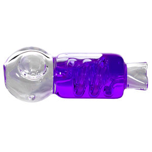 Unbranded Glass Hand Pipe Spiral  4.0"  Liquid Inside (4948)-Purple