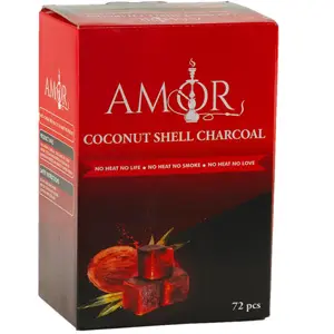 Amor Charcoal Coconut Shell Cubes, 72 pcs per Box