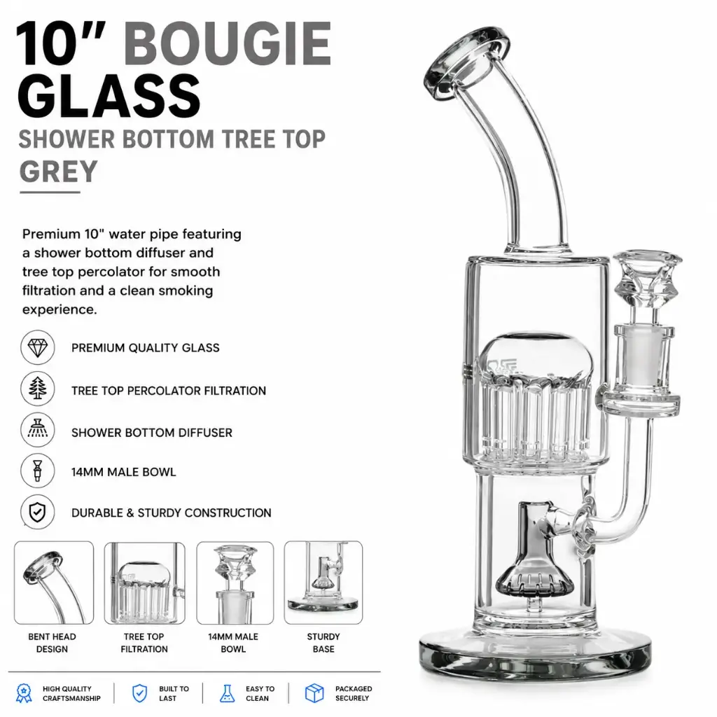Bougie Glass Shower Bottom Tree Top (8830) 10.0" Grey