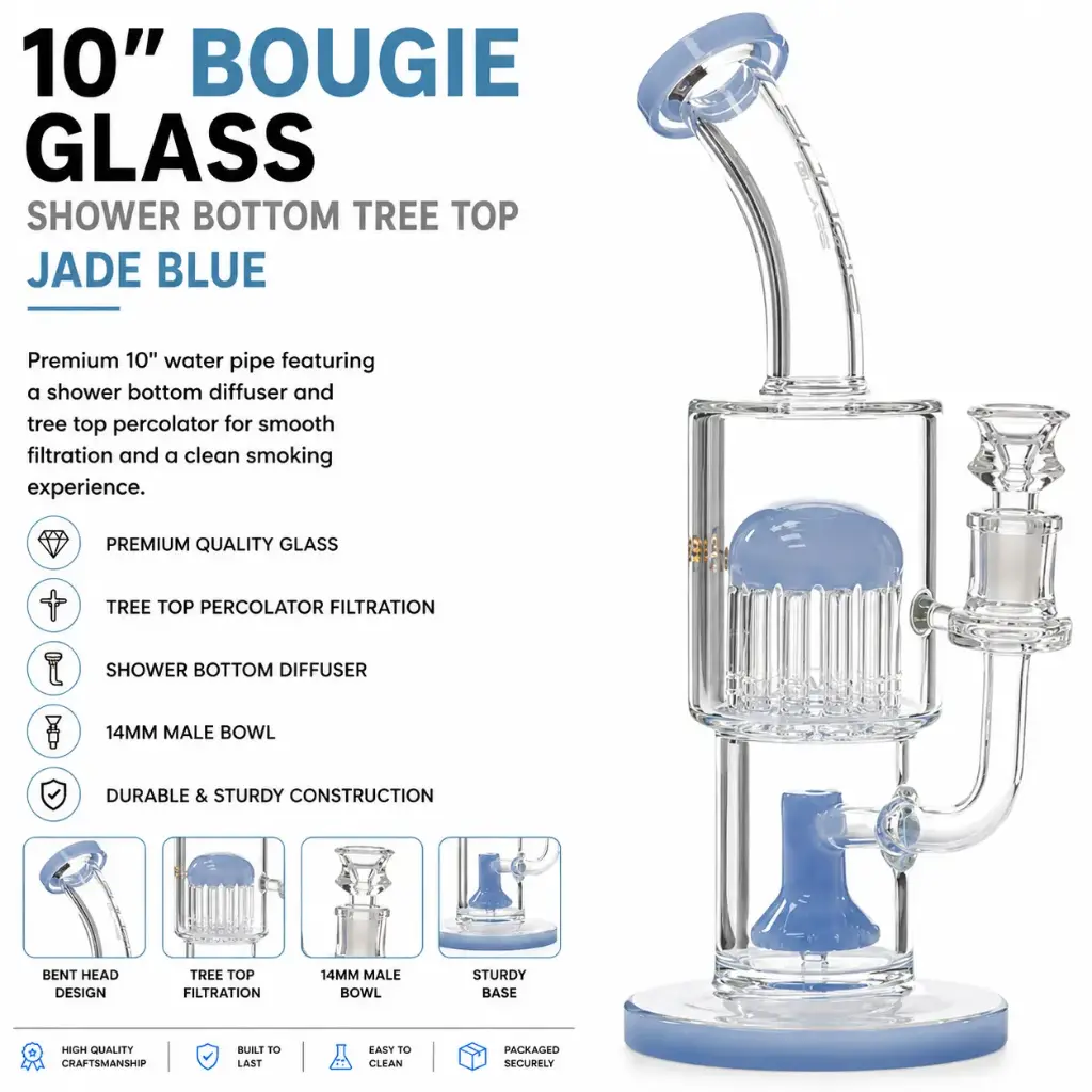 Bougie Glass Shower Bottom Tree Top (8830) 10.0" Jade Blue