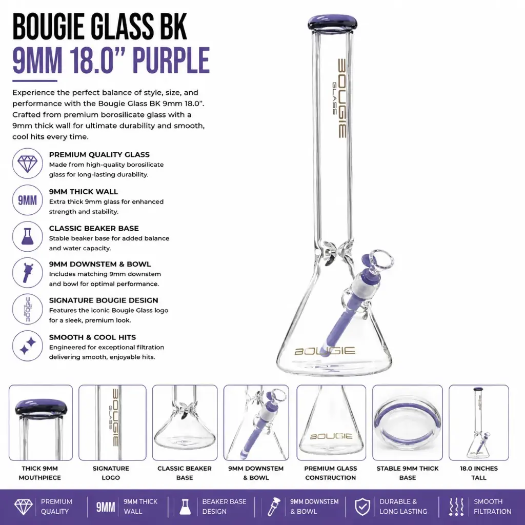 Bougie Glass BK 9mm (8842) 18.0" Purple