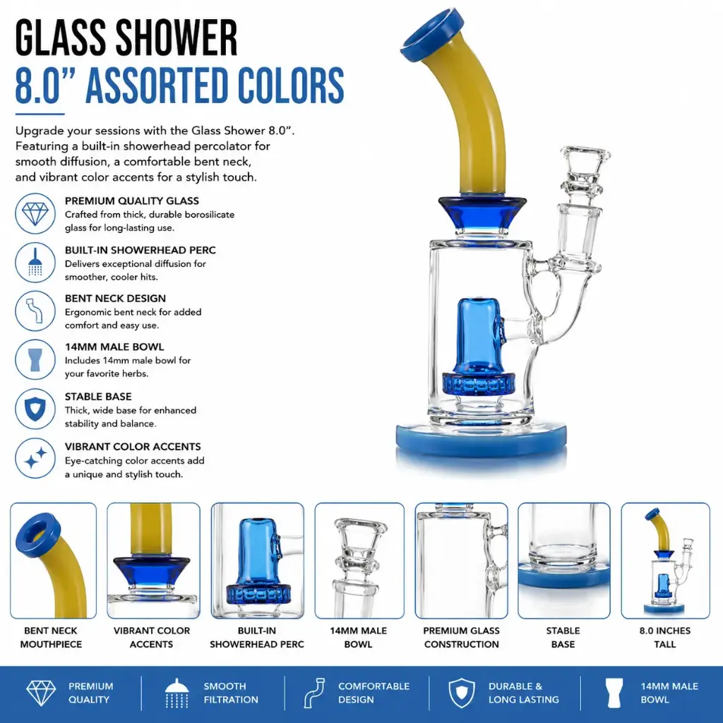 Unbranded Glass Shower (8113) Assorted Colors 8.0"