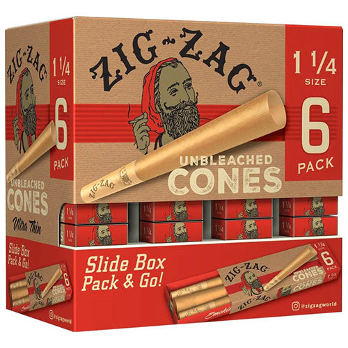 ZIG ZAG Cones Unbleached 11/4 Size 6/36ct