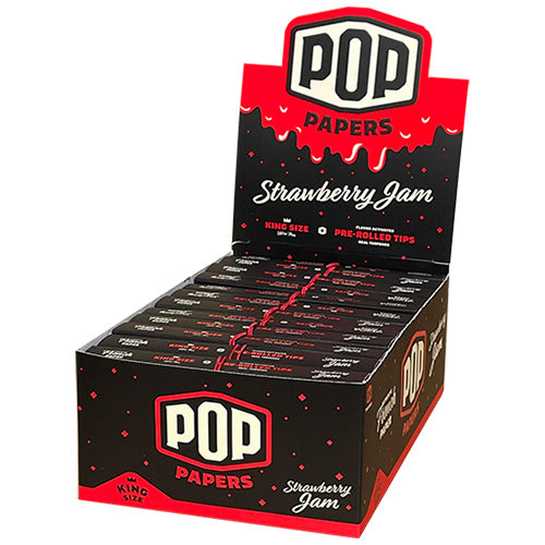 POP PAPERS Unbleached Strawberry Jam King Size Papers+Flavored Tips  24ct