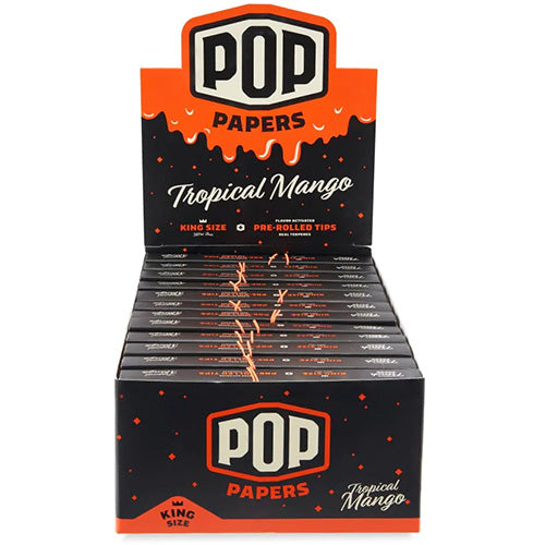 POP PAPERS Unbleached Tropical Mango King Size Papers+Flavored Tips  24ct