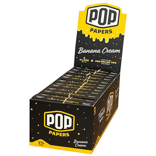 POP PAPERS Ultra Thin Banana Cream 11/4 Size Papers+Flavored Tips  24ct