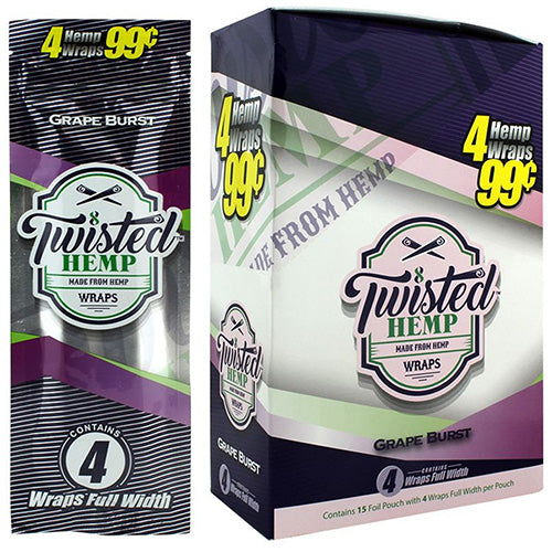 TWISTED HEMP Wraps 4 for $0.99 Grape Burst 15ct
