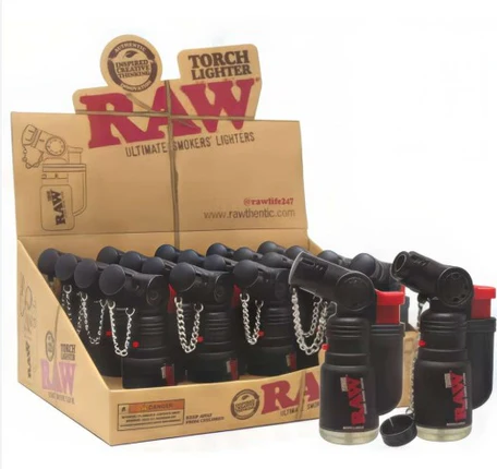 RAW Lighter Torch Refillable Black 20ct