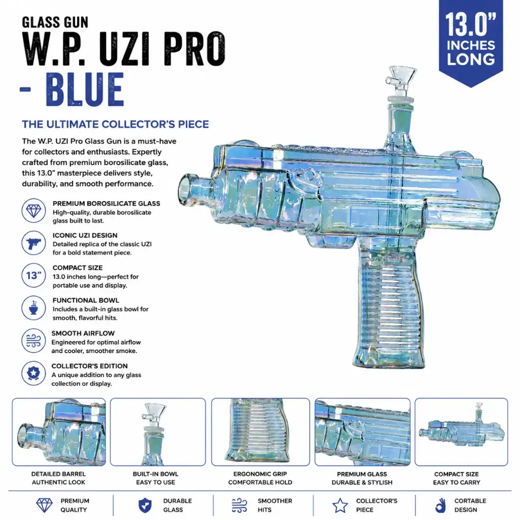Glass Gun W.P. Uzi Pro (MG-961) 13.0" - Blue