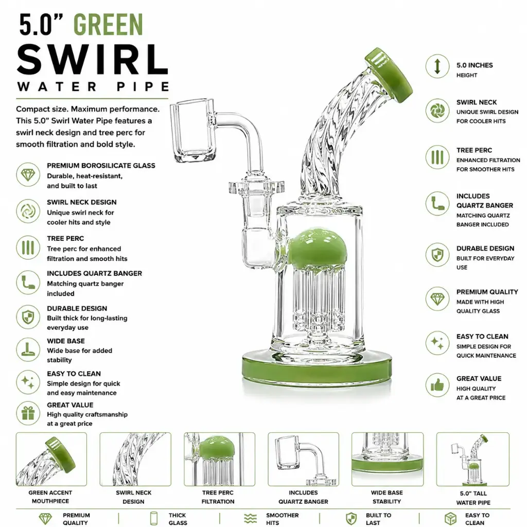 Glass W.P. Swirl (6595) 5.0" - Green
