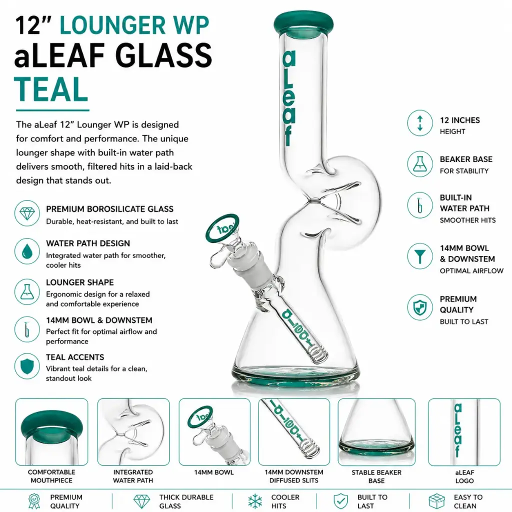 aLeaf Glass 12" LOUNGER WP TEAL