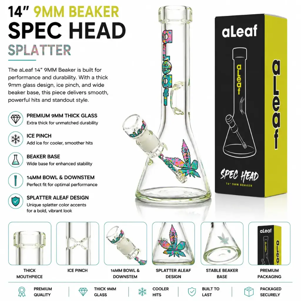 aLeaf Glass 14" 9MM BEAKER SPLATTER