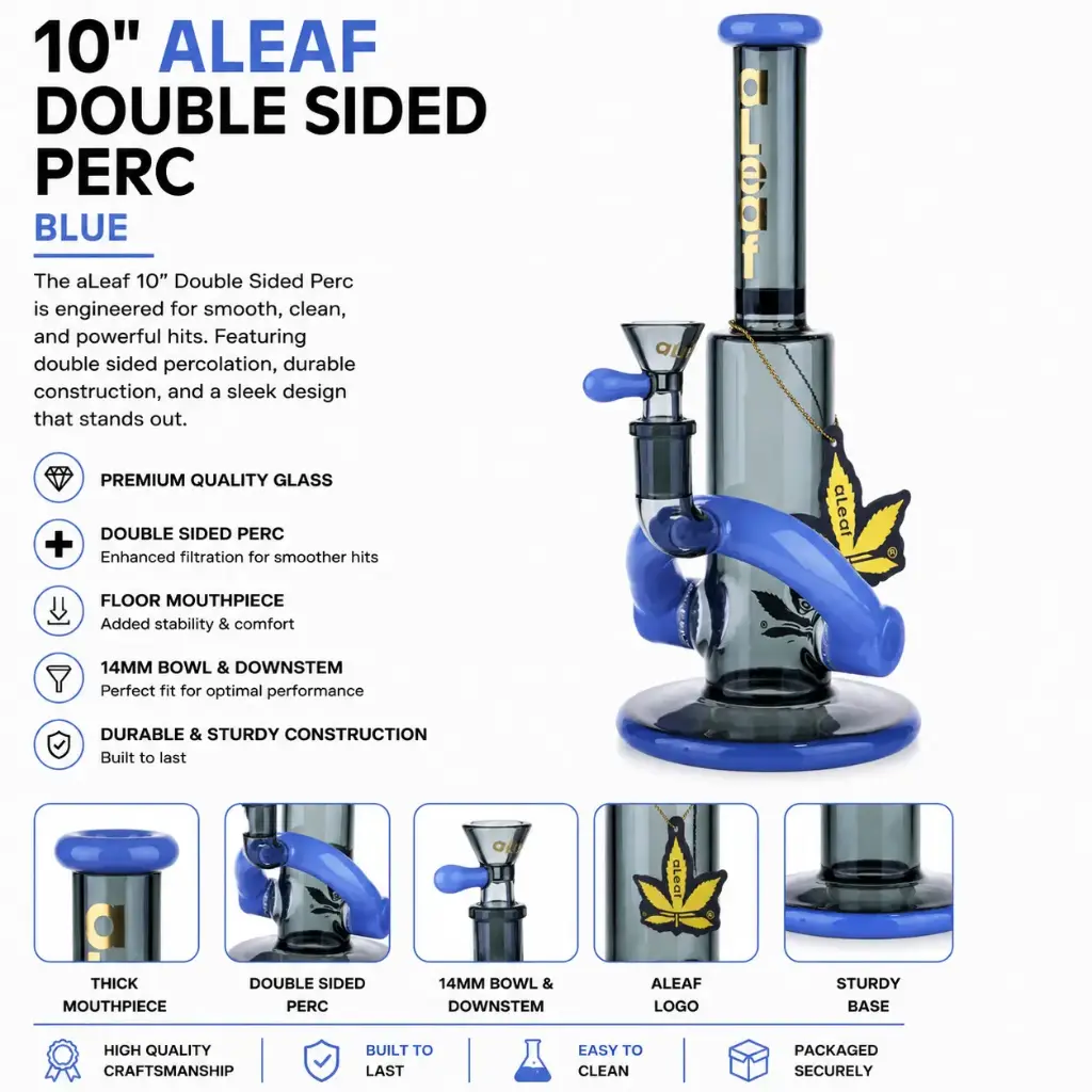 aLeaf Glass 10" ALEAF DOUBLE SIDED HONEY COMB PERC BLUE