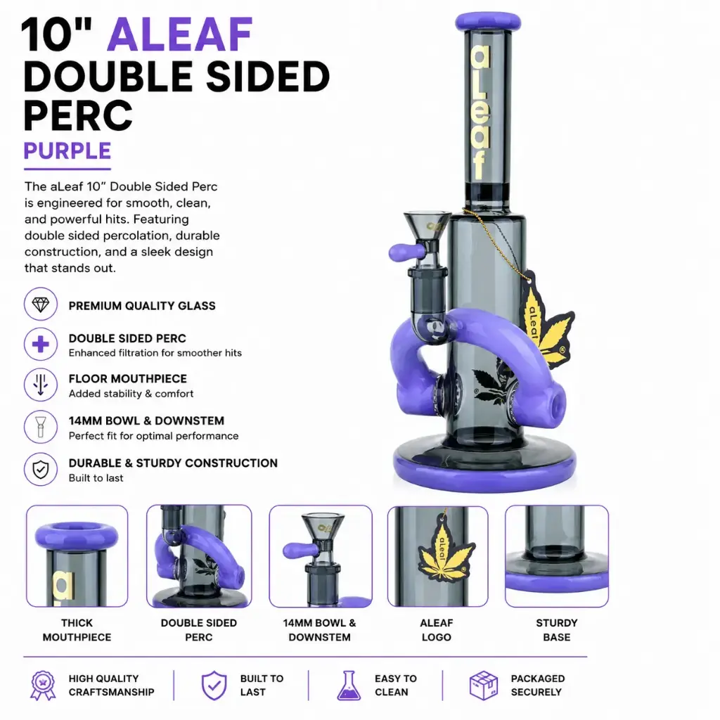 aLeaf Glass 10" ALEAF DOUBLE SIDED HONEY COMB PERC PURPLE
