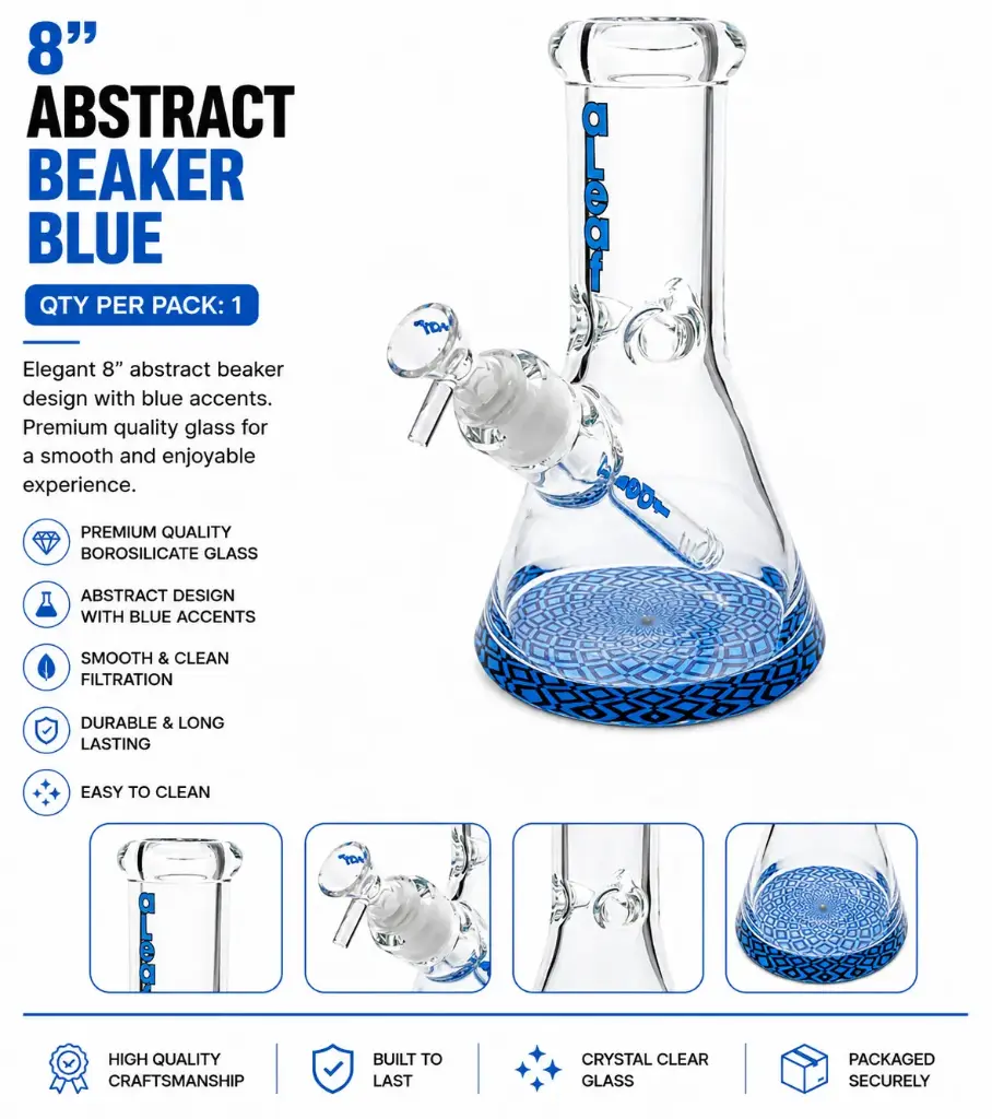 8" ABSTRACT BEAKER BLUE