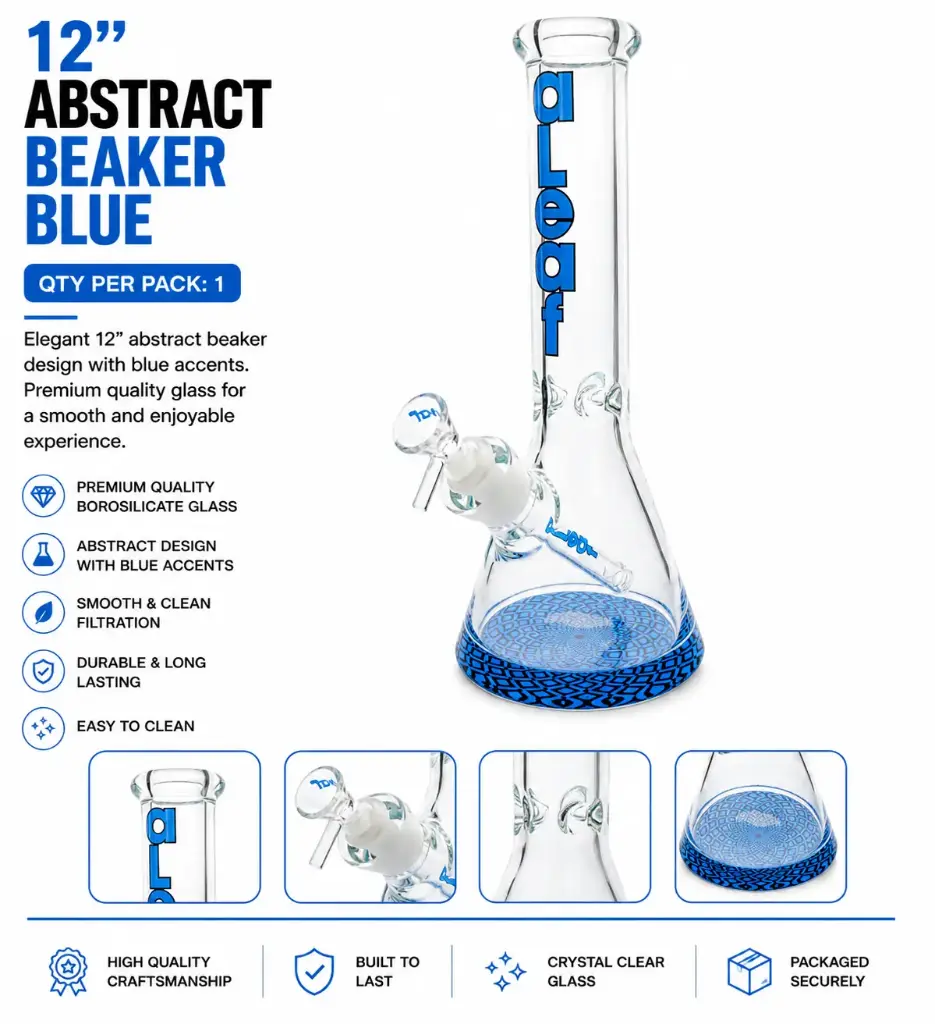 12" ABSTRACT BEAKER  BLUE