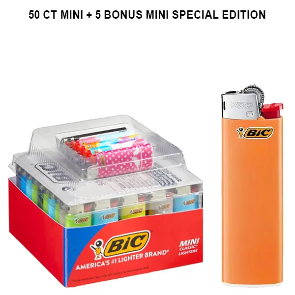 BIC Mini Classic Lighters, 50 ct + 5 Bonus Mini Special Edition Lighters 