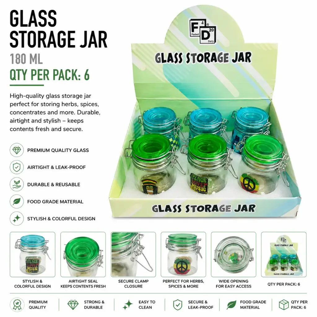 GLASS STORAGE JAR 180ML