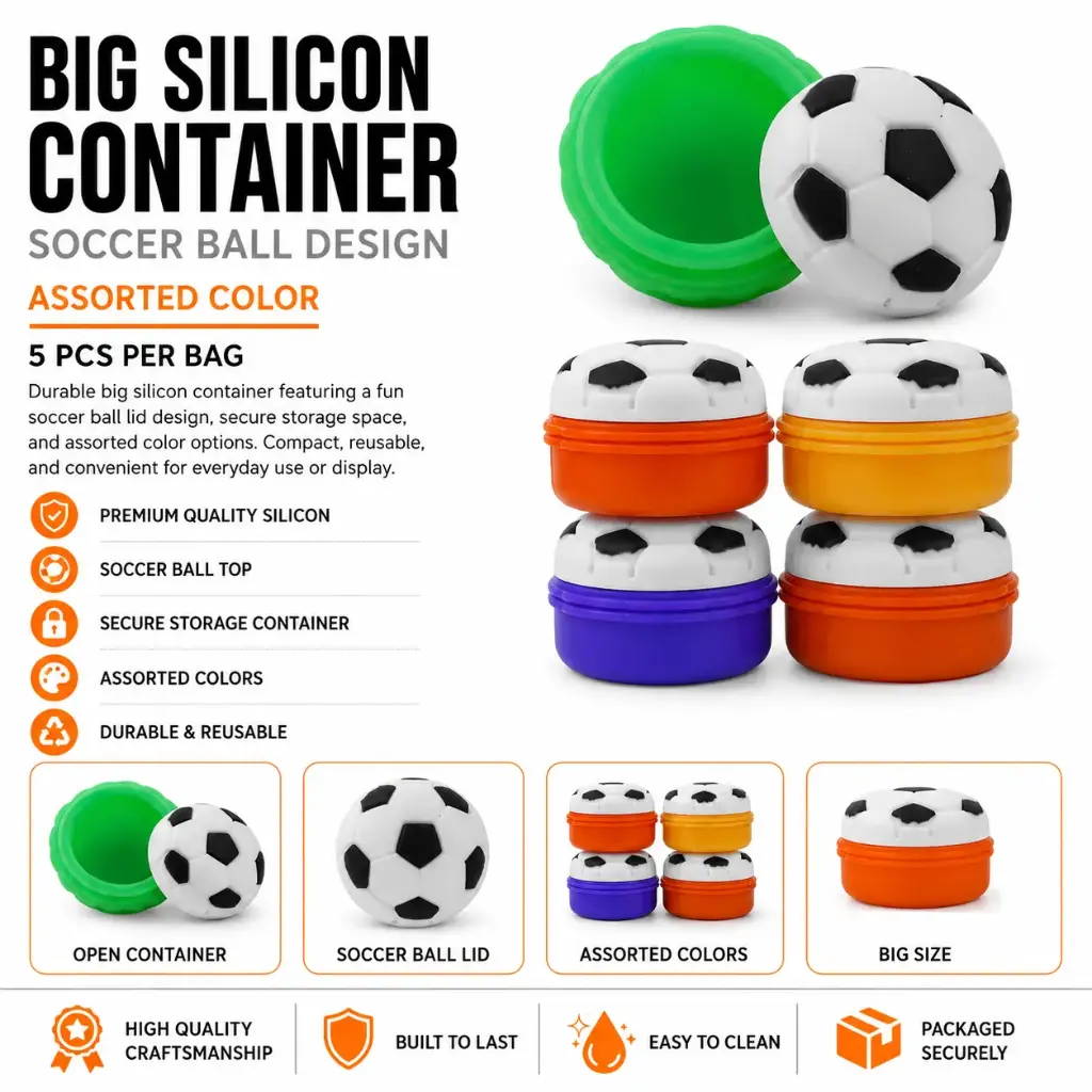 Big silicon container assorted color 5pcs per bag
