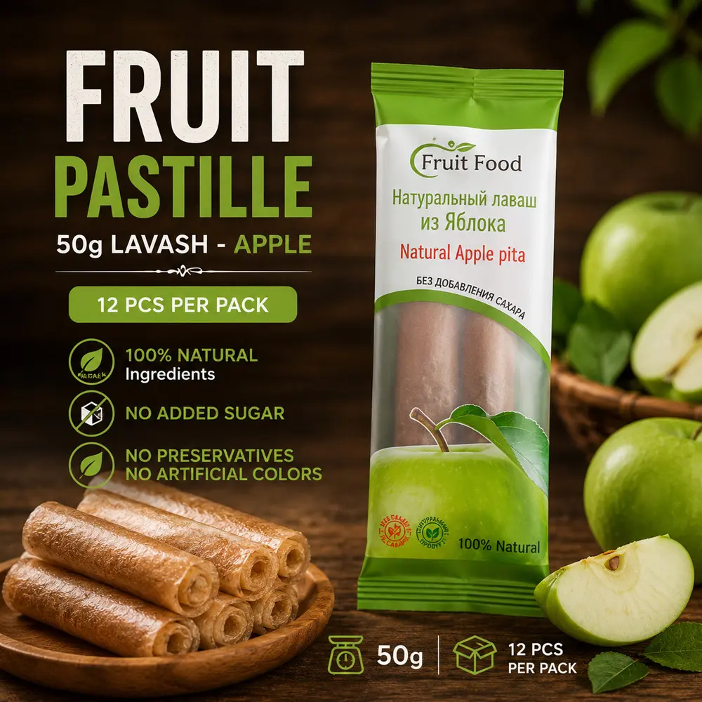 Fruit Pastille 50g lavash - Apple (12 pcs per Box)