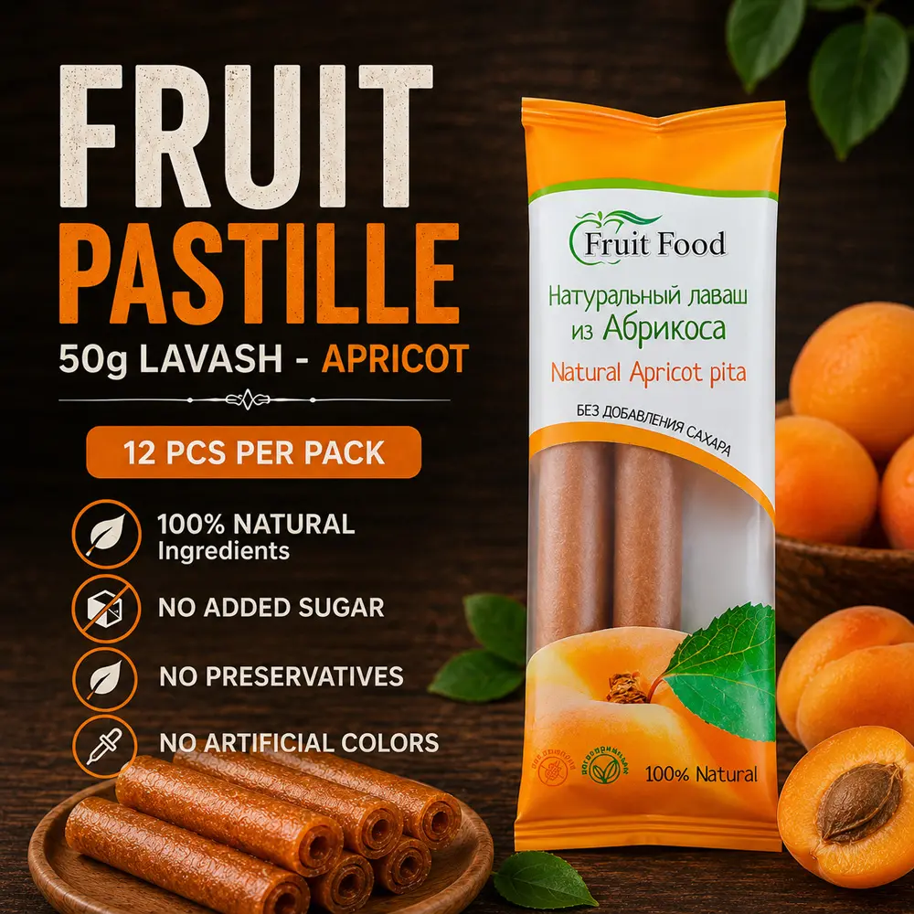 Fruit Pastille 50g lavash - Apricot (12 pcs per Box)