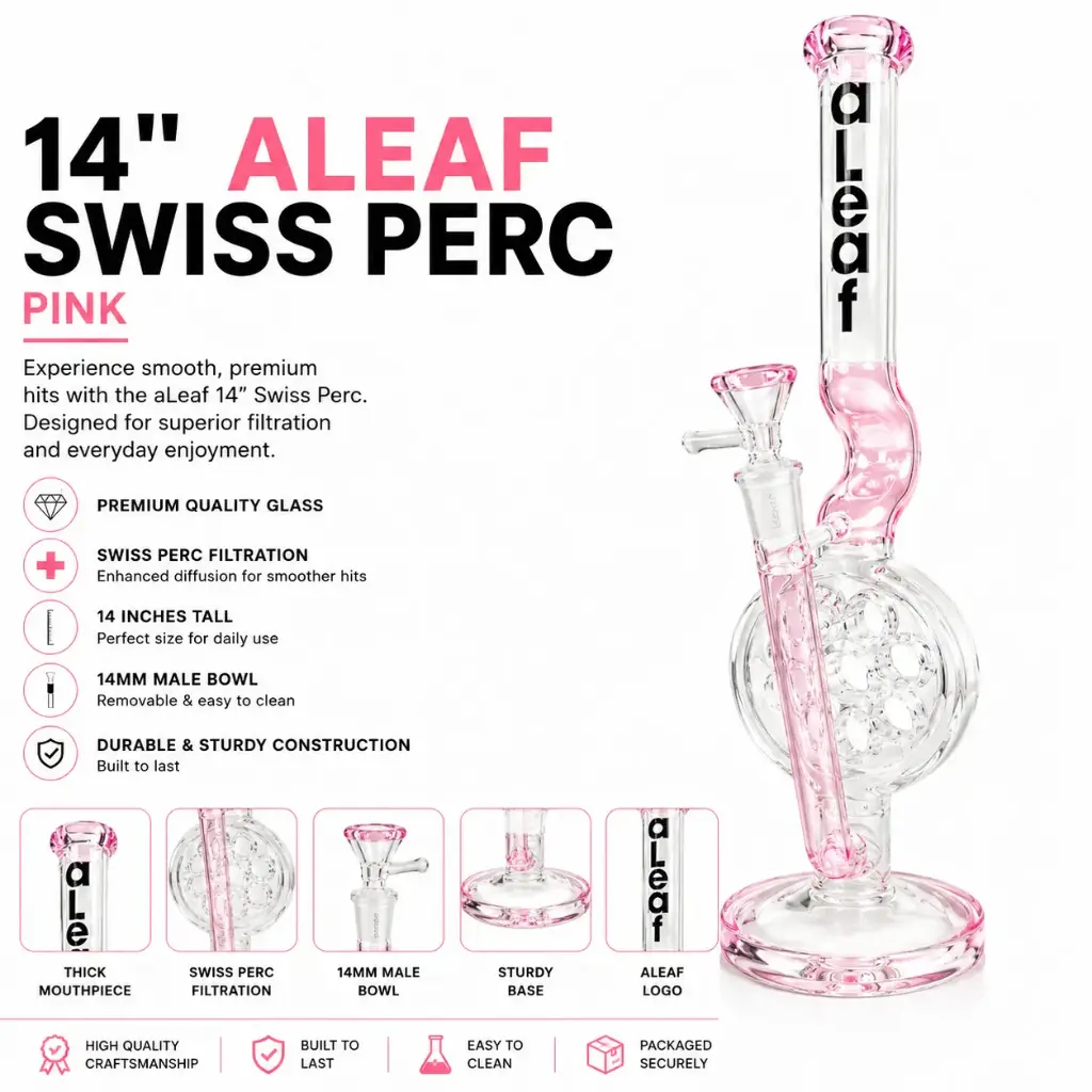 aLeaf Glass 14" SWISS PERC - Pink