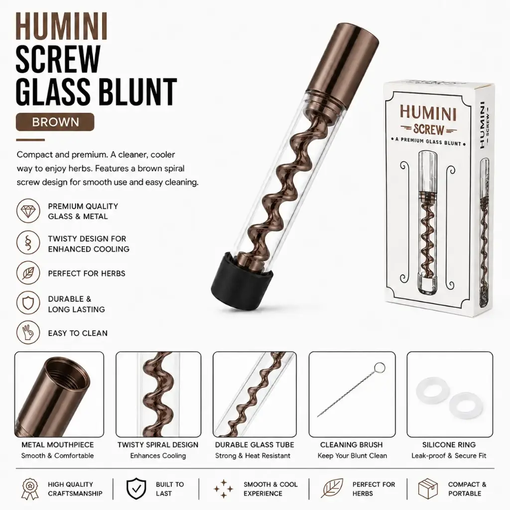 Humini Screw Glass Blunt Pipe - Brown