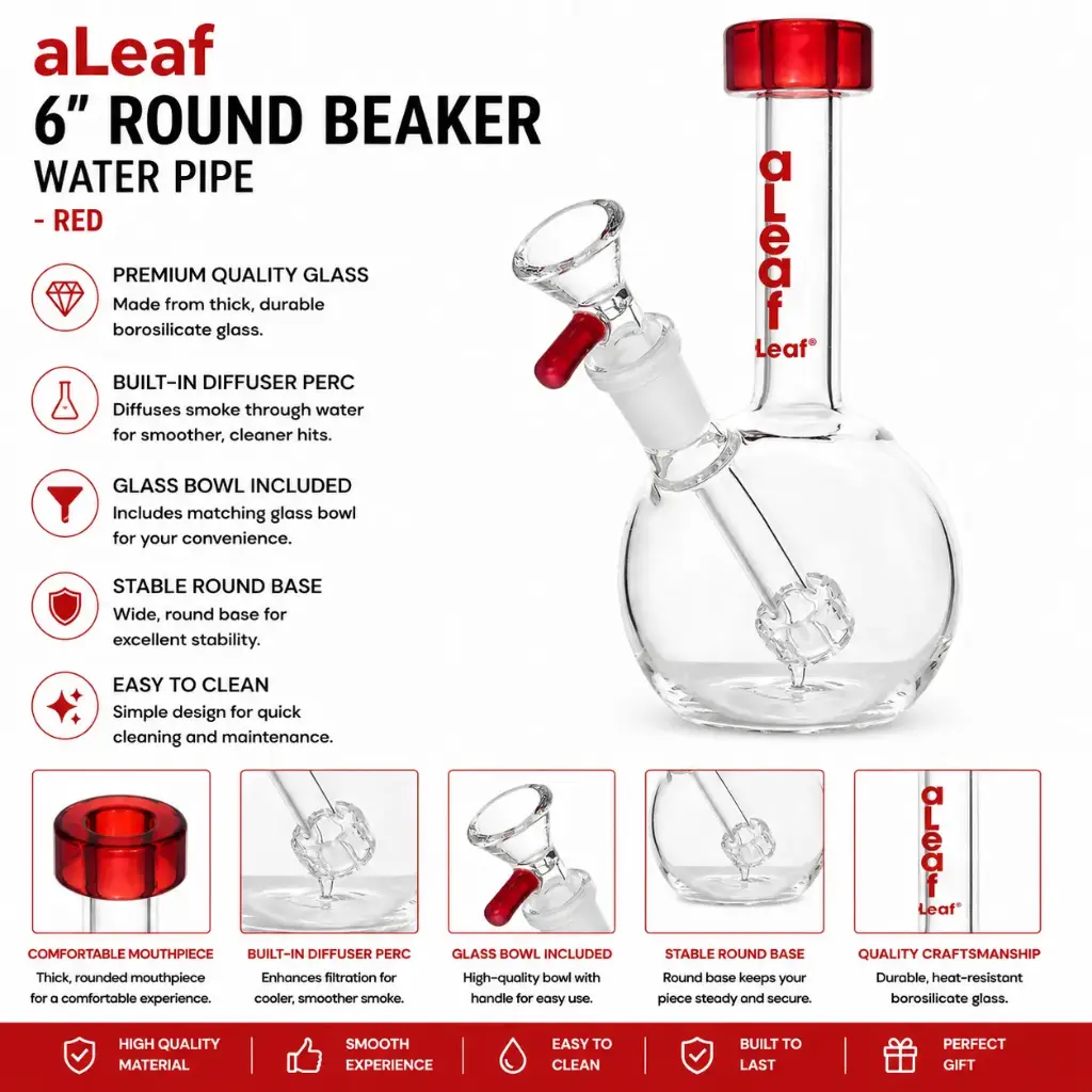 6" ALEAF ROUND BEAKER RED