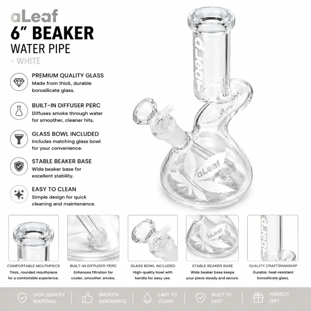 6" ALEAF BEAKER WHITE
