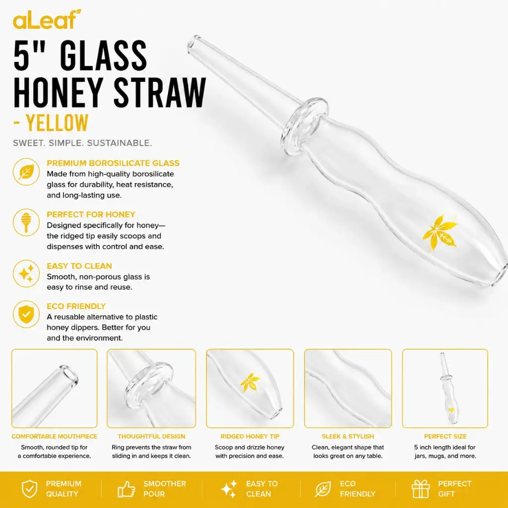 aLeaf 5" GLASS HONEY STRAW YELLOW