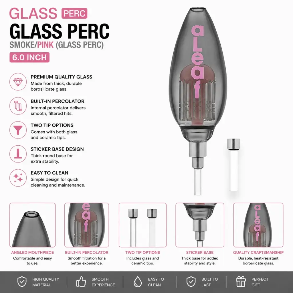 aLeaf SMOKE/PINK(GLASS PERC)