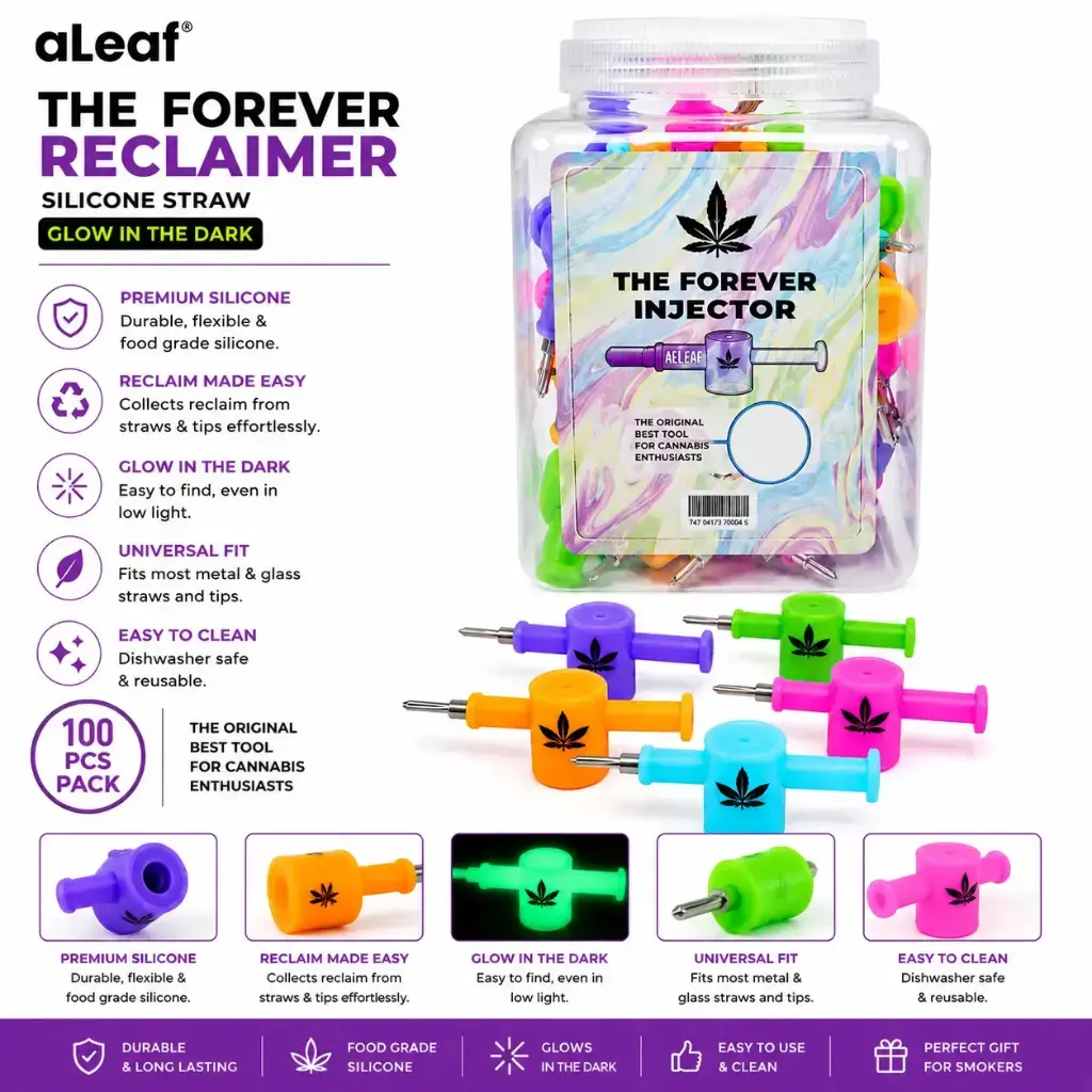 ALEAF THE FOREVER RECLAIMER SILICONE STRAW GLOW IN DARK (25 pcs)