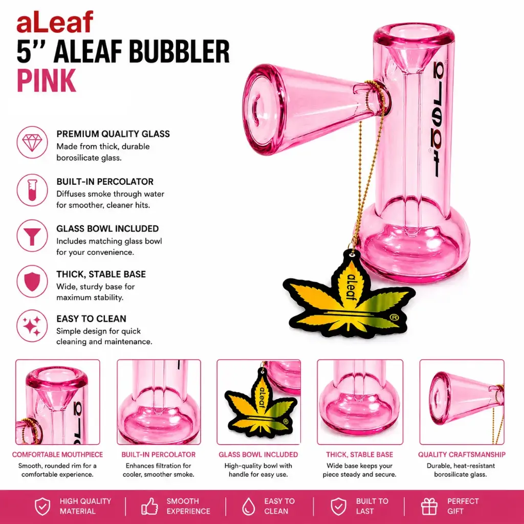5" ALEAF BUBBLER Pink