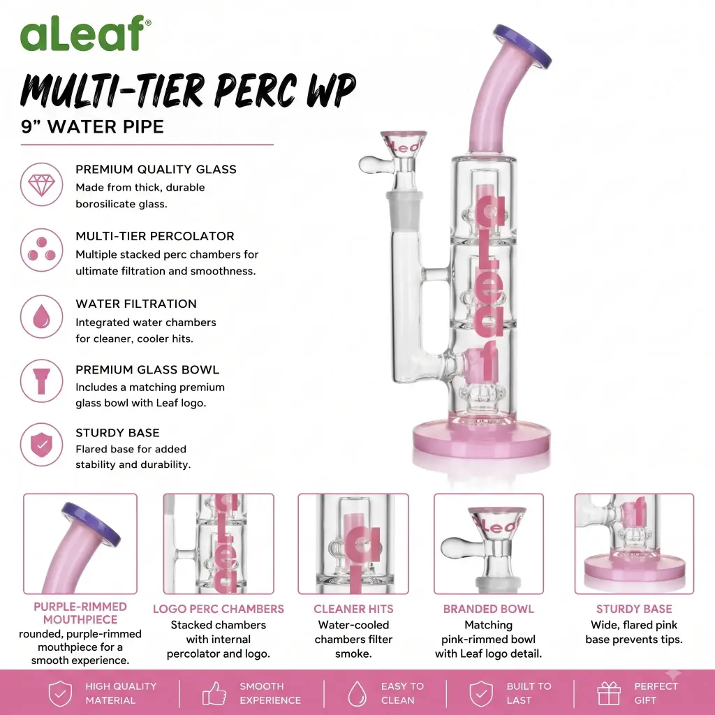 ALEAF 9" WATERPIPE PINK