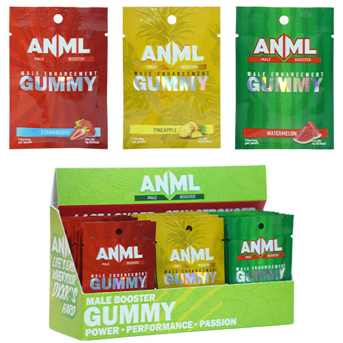 [AM027496] ANML Enhancement Male Gummies Display (30 pcs per Box) Strawberry, Pineapple, Watermelon (10 of each)