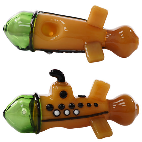 [AM031228] Unbranded Hand Pipe Submarine (1548) Glass 5.0" Brown