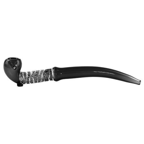 [AM031418] Unbranded Hand Pipe SherlockStriped (4998) Glass 10.0" Black