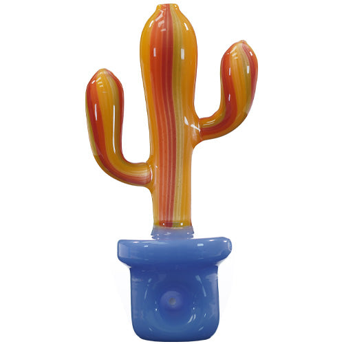 [AM031487] Unbranded Hand Pipe Cactus (8394) Glass 5.5" Jade Blue