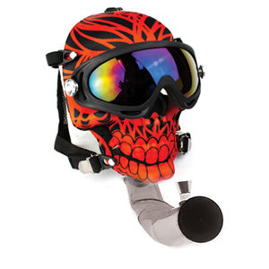 [AM031906] Unbranded Plastic Skull Design Gas Mask with Pipe (5562) 9.0" Red/Black