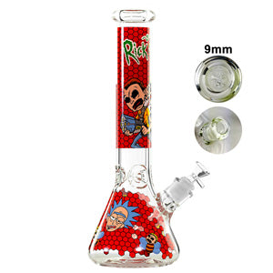 [AM031981] Unbranded Glass Beaker Rick & Morty Honeycomb (6190) 14.0" Red