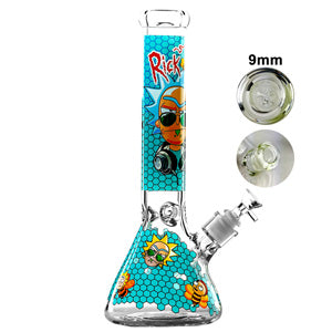 [AM031982] Unbranded Glass Beaker Rick & Morty Honeycomb (6190) 14.0" Teal