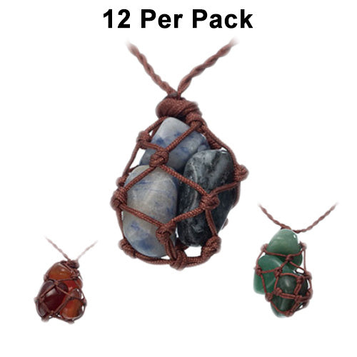[AM033348] Unbranded Misc Wrapped Gem Stone Pendants