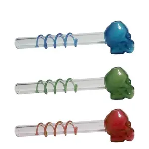 [AM037327] Unbranded Oil Burners Skull  Head Spiral 5.0"- Assorted Colors