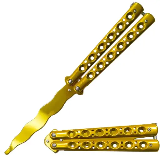 [AM038825] 5" Metal Handle 4" Blade Folding Knife (NO SHARP BLADE) - Gold