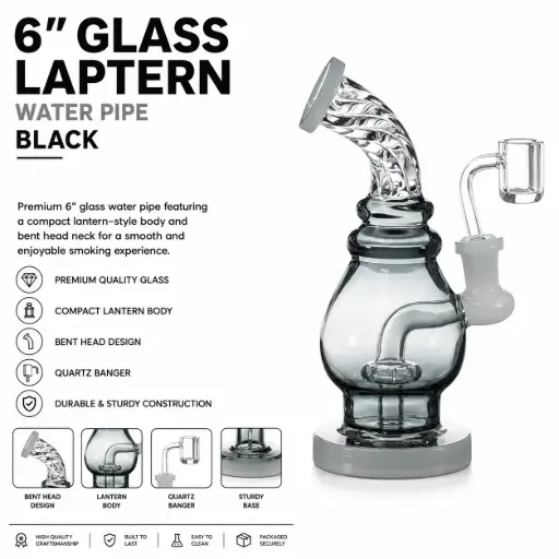 [AM040500] Unbranded Glass Laptern (5526) 6.0"-Black