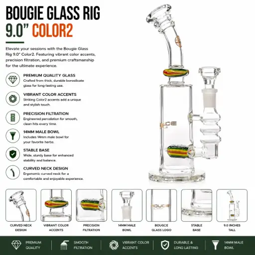 [AM032716] Bougie Glass Rig (8841) 9.0" Color2